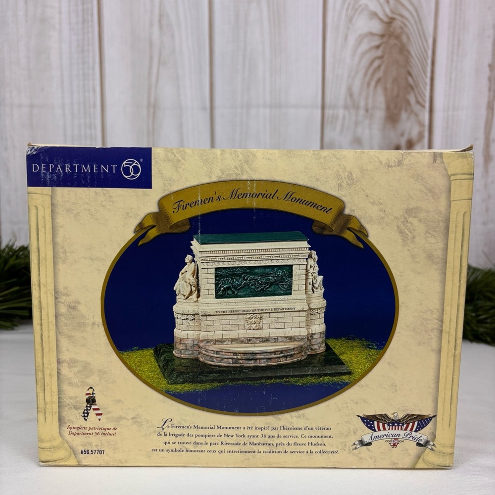 Department 56 Firemen's Memorial Monument Patriotic Figure Vintage 2002 Retired - Picture 3 of 8